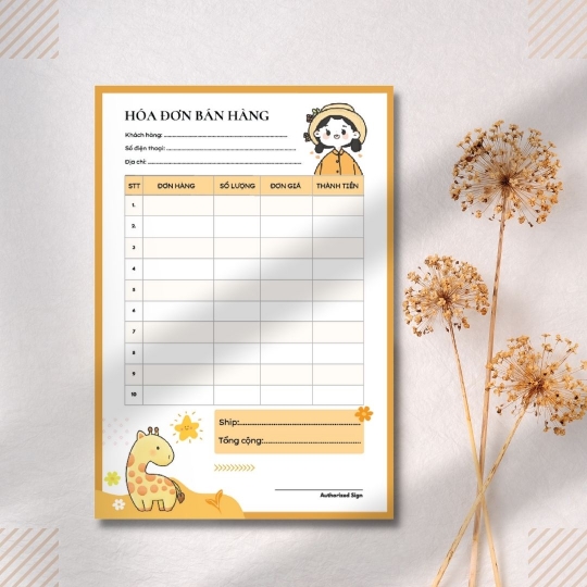 Mẫu hóa đơn bán lẻ dễ thương 